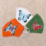 Hand-painted rayon face masks, 'Island Butterfly Beauty' (set of 3) - 3 Hand-Painted Butterfly on Balinese Batik 2-Layer Masks