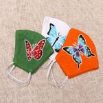 Hand-painted rayon face masks, 'Island Butterfly Beauty' (set of 3) - 3 Hand-Painted Butterfly on Balinese Batik 2-Layer Masks