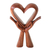 Wood sculpture, 'Giving Love' - Signed Wood Sculpture of Heart in Hands thumbail