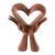 Wood sculpture, 'Giving Love' - Signed Wood Sculpture of Heart in Hands (image 2b) thumbail