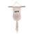 Cotton macrame wall hanging, 'Steady Owl' - Cotton Macrame Owl with Albesia Wood Accents