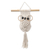 Cotton macrame wall hanging, 'Studious Owl' - Bespectacled Cotton Macrame Owl with Albesia Wood Accents