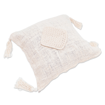 Kissenbezug aus gewebter Baumwolle - Kissenbezug aus Baumwoll-Makramee mit Reißverschluss