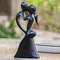 Wood statuette, 'Gentle Kiss'