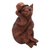Wood sculpture, 'Coy Cat' - Signed Original Wood Cat Sculpture thumbail