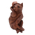 Wood sculpture, 'Coy Cat' - Signed Original Wood Cat Sculpture