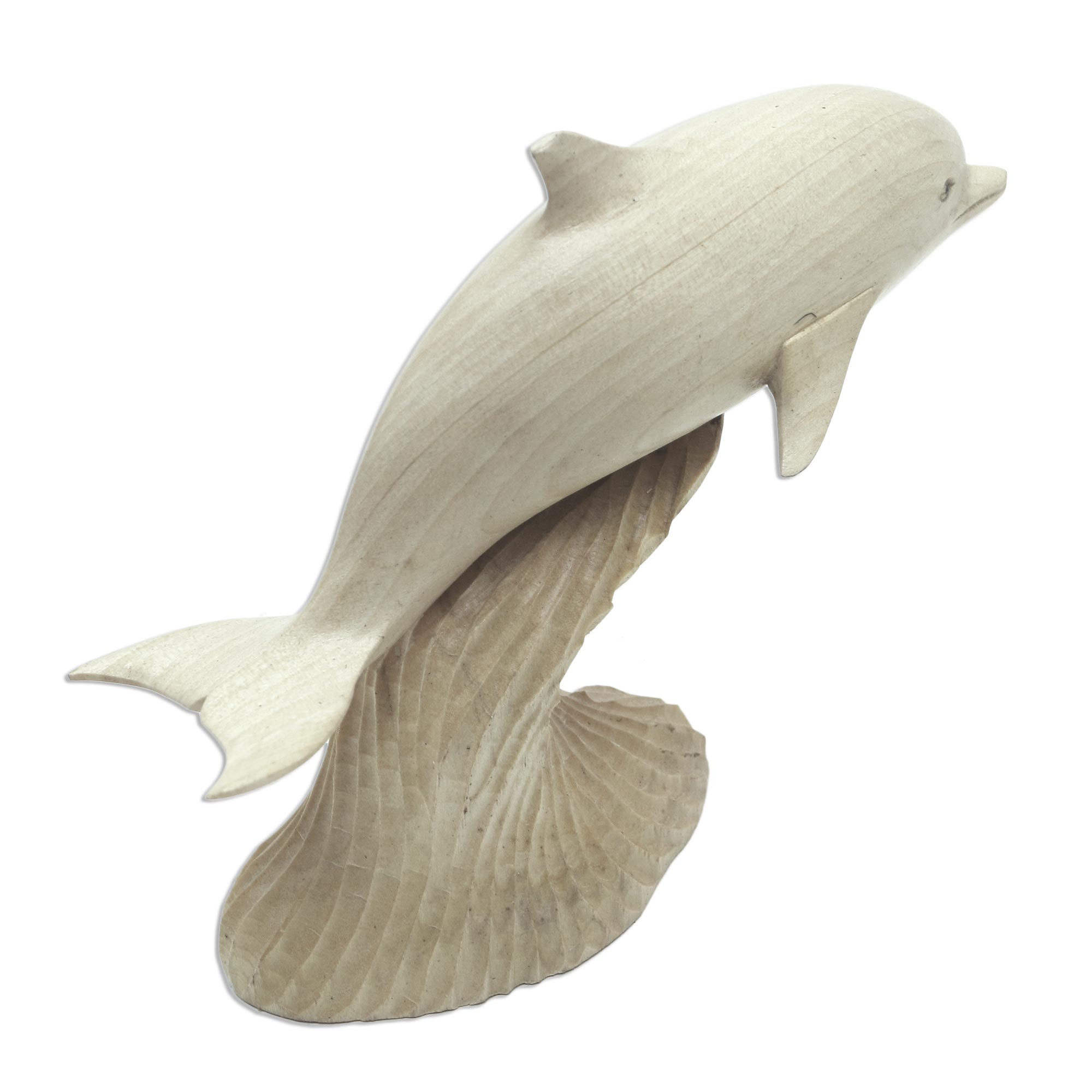 Jumping Dolphin Hand Carved Wood Sculpture - Dolphin ...