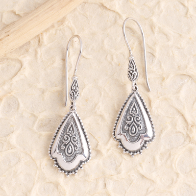 Sterling silver dangle earrings, 'Aura of the Islands' - Sterling Silver Shield Dangle Earrings