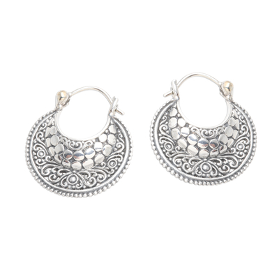 Sterling silver hoop earrings, 'Growing Spirit' - Sterling Silver Balinese Hoop Earrings