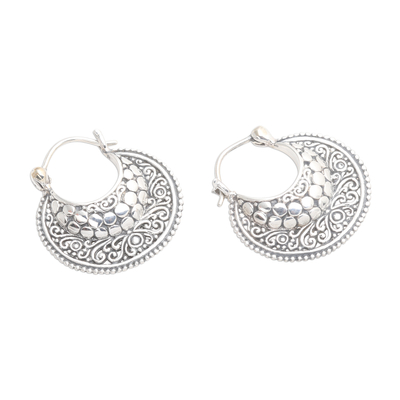 Sterling silver hoop earrings, 'Growing Spirit' - Sterling Silver Balinese Hoop Earrings