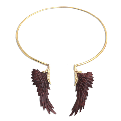 Unique Gold Plated Collar Necklace with Wings