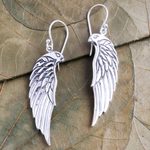Sterling silver dangle earrings, 'Adventurous Eagle' - Hand Crafted Sterling Silver Eagle Dangle Earrings