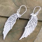 Sterling silver dangle earrings, 'Adventurous Eagle' - Hand Crafted Sterling Silver Eagle Dangle Earrings