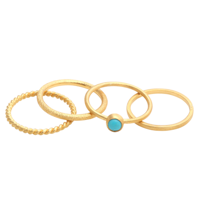 Gold plated stacking rings, 'Align' (set of 4) - 14k Gold Plated Stacking Rings (set of 4)