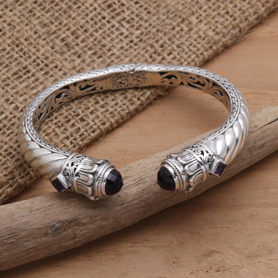 Amethyst and Sterling Silver Cuff Bracelet - Aspire | NOVICA