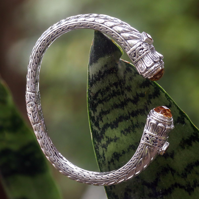 Citrine cuff bracelet, 'Aspire' - Artisan Crafted Citrine Cuff Bracelet