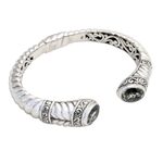 Prasiolite cuff bracelet, 'Wish' - Sterling Silver and Prasiolite Cuff Bracelet