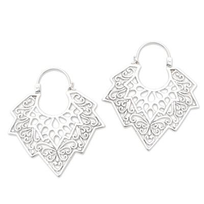 Sterling silver hoop earrings, 'Dissent' - Sterling Silver Oxidized Hoop Earrings