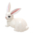 Wood figurine, 'Wise Rabbit in White' - Hand Painted Suar Wood Rabbit Figurine