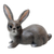 Wood figurine, 'Wise Rabbit in Grey' - Hand Painted Suar Wood Rabbit Figurine