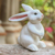 Wood sculpture, 'Adorable Rabbit in White' - Cute Hand Carved White Rabbit Sculpture (image 2) thumbail