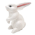 Wood sculpture, 'Adorable Rabbit in White' - Cute Hand Carved White Rabbit Sculpture