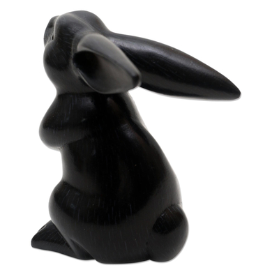 Escultura de madera - Estatuilla de Conejo Negro de Bali