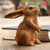 Wood sculpture, 'Adorable Rabbit in Brown' - Handmade Brown Bunny Sculpture