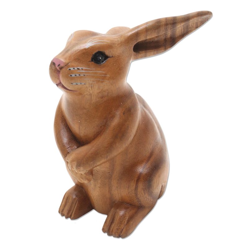 Handmade Brown Bunny Sculpture - Adorable Rabbit in Brown | NOVICA