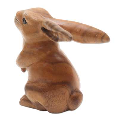 Escultura de madera - Escultura de conejito marrón hecha a mano