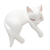 Wood statuette, 'Lounging Cat in White' - Hand Carved Suar Wood Cat Statuette (image 2b) thumbail