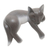 Wood statuette, 'Lounging Cat in Grey' - Hand Carved Suar Wood Cat Statuette (image 2b) thumbail