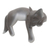 Holzstatuette „Lounging Cat in Grey“ – Handgeschnitzte Katzenstatuette aus Suarholz