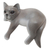 Wood statuette, 'Quaint Cat' - Hand Carved Suar Wood Cat Statuette (image 2c) thumbail