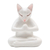 Wood statuette, 'Grateful Cat in White' - Hand Carved Suar Wood Cat Statuette