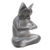Wood statuette, 'Grateful Cat in Grey' - Hand Carved Suar Wood Cat Statuette (image 2b) thumbail