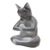 Wood statuette, 'Grateful Cat in Grey' - Hand Carved Suar Wood Cat Statuette (image 2c) thumbail