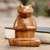 Wood statuette, 'Deep in Meditation' - Hand Carved Suar Wood Frog Statuette (image 2) thumbail