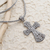 Sterling silver cross pendant necklace, 'Modern Faith' - Oxidized Sterling Silver Cross Pendant Necklace (image 2) thumbail