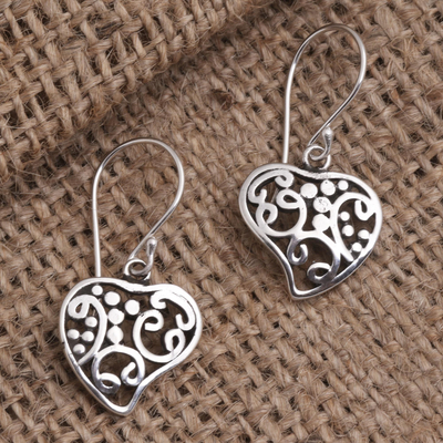 Sterling silver dangle earrings, Heart of Hearts