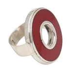 Sterling silver cocktail ring, 'In the Round - Red' - Red Resin and Sterling Silver Cocktail Ring