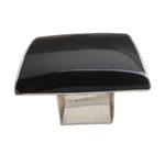 Sterling silver cocktail ring, 'Black Trapeze' - Black Resin and Sterling Silver Chunky Cocktail Ring