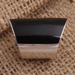 Sterling silver cocktail ring, 'Black Trapeze' - Black Resin and Sterling Silver Chunky Cocktail Ring