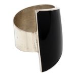 Sterling silver cocktail ring, 'Black Trapeze' - Black Resin and Sterling Silver Chunky Cocktail Ring