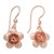 Rose gold plated filigree dangle earrings, 'Lucky Blossom' - Hand Crafted Rose Gold Plated Flower Dangle Earrings