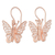 Pendientes colgantes de filigrana chapados en oro rosa - Pendientes colgantes mariposa chapados en oro rosa hechos a mano