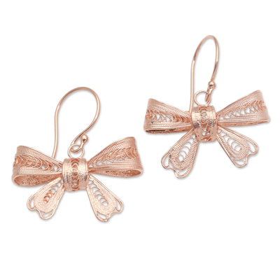 Hand Crafted Rose Gold Plated Dangle Earrings