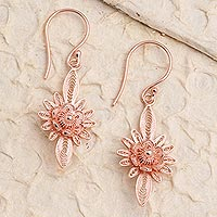 Featured review for Rose gold plated filigree dangle earrings, Flower Lights