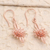 Rose gold plated filigree dangle earrings, 'Flower Lights' - Hand Crafted Rose Gold Plated Flower Dangle Earrings (image 2b) thumbail
