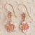 Rose gold plated filigree dangle earrings, 'Flower Artistry' - Hand Crafted Rose Gold Plated Flower Dangle Earrings thumbail
